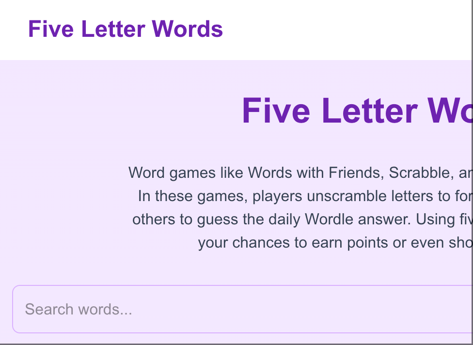 Five Letter Word Finder